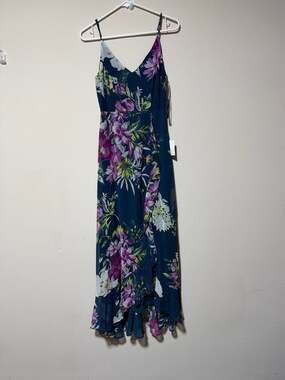 Lulus NWT Floral High-Low Maxi Dress in Teal and Purple